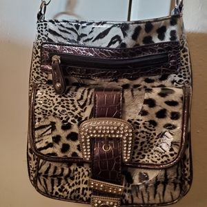 Multi animal print rustic cross body
